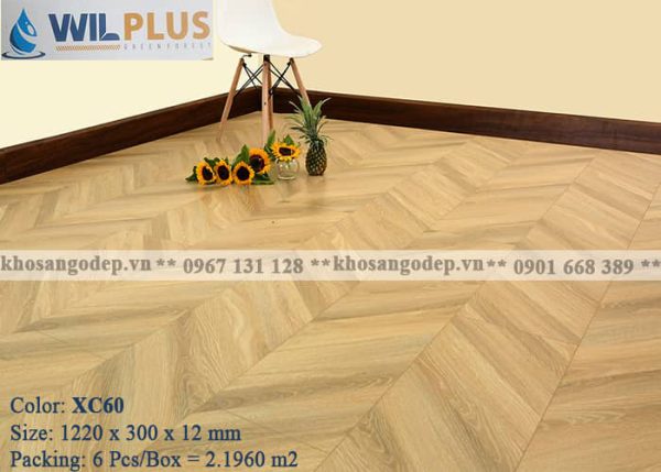 Sàn gỗ wilplus xương cá 3D XC60 tại Hà Nội
