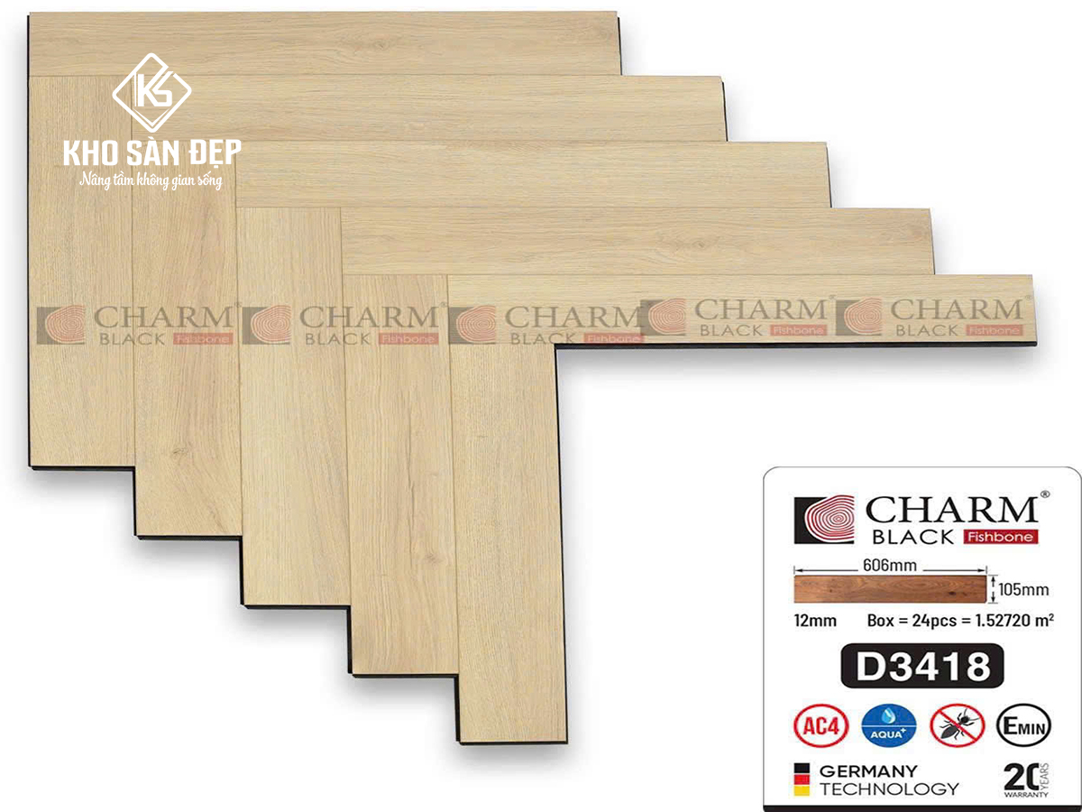 Sàn Gỗ Xương Cá Charm D3418